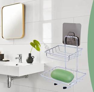 AKHAND SALES Akhada Self Soap Dish Pack of 2 Stainless Steel Wall Shelf
