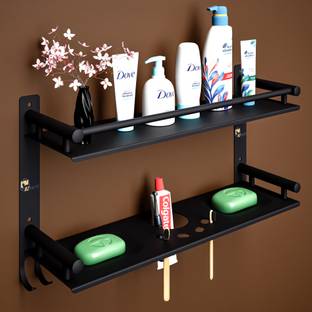 Bzcarts Black S S Bathroom Rack Shelf Organizer Wall Mounted Accessories Holder Stainless Steel Wall Shelf
