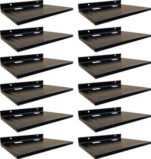 ShelfKing 21x28 CM Metal Stylish Set Top Box For Television (Pack Of 12) Steel Wall Shelf