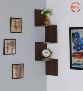 MRKTRADERS Zigzag Corner Wall Mount Shelf Wooden Wall Shelf