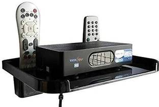 allwinegy Set Top Box Stand with Double Remote Holder Plastic Wall Shelf