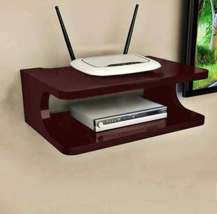 Samsikart Wooden Set Top Box Wall Shelf for Setup Box/WiFi Router/ac Remote Stand Wooden Wall Shelf