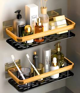 rich mart Punch-Free Suction Aluminium Wall Shelf