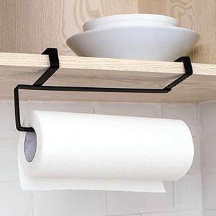 PIKIFY Under Cabinet Kitchen Roll Holder Toilet Paper Towel Roll Organizer Rack Hanger Steel Wall Shelf
