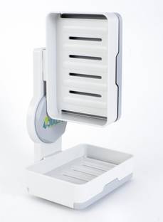 BONIRY Wall Mounted Double Layer soap Dish for Kitchen Bathroom-with Plastic Wall Shelf