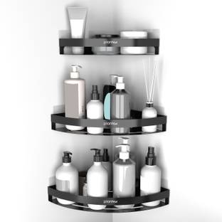 Plantex Corner Shelf for Bathroom/Shelf Adhesive Multipurpose Corner Shelf- (12x12 inch) Steel Wall Shelf