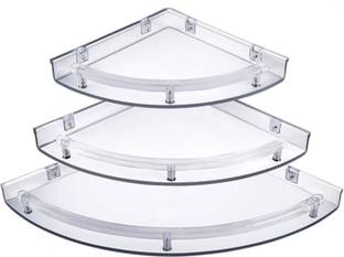 Snowbell Multi-use wall mount Kitchen, Bathroom Corner Shelf, storage Rack, Plastic Shelf Plastic Wall Shelf