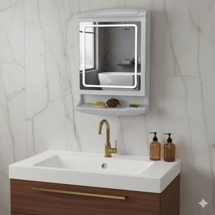 CIPLA PLAST PRIDE LED MIRROR CABINET With 5 Shelf Storage, 3-Color Mode & Dimmer Function, Plastic Wall Shelf