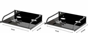 NURAT Set top Box Rack Shelf Wall Mount Metal Heavy Stand Combo Pack (Set of 2, Black) Iron Wall Shelf
