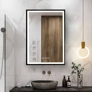 Plantex Bathroom Mirror Cabinet with Bluetooth and Led Lights/Bathroom Organizer (20X28) Steel Wall Shelf