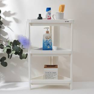 KUBER INDUSTRIES Corner shelf For Bathroom|3 Layer Triangle Rack for Storage|Plastic shelf Plastic Wall Shelf