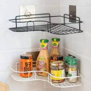 DXDT Set of 2-Multi purpose corner shelf Kitchen Rack Storage Organizer for Kitchen Carbon Steel Kitchen Trolley