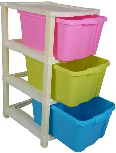 ELIGHTWAY MART 3 Compartment Plastic Drawer For Bed room and other Plastic Wall Shelf