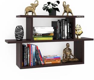 Madhuran Engineered Wood Wall Mounted Shelf Stand for Book Colour Wenge Wooden Wall Shelf