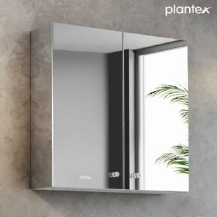 Plantex Platinum 304 Mirror Cabinet with Double Door/Bathroom Accessories (18x18 Inches) Stainless Steel Wall Shelf