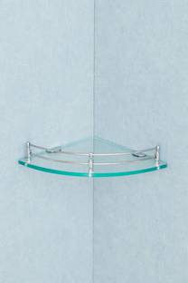 Kaaple Clear Glass Corner (9x9",1Pcs) for Bathroom/Kitchen/Wall Shelf/Multipurpose Storage Shelf Glass Wall Shelf