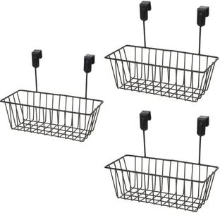 GESCHIR MultiPurpose Hanging Door Basket Door Organizer | Basket Rack |Hanging Organizer Iron Wall Shelf