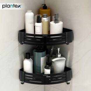 Plantex Corner Shelf/Shelf for Bathroom/Organizer Shelf with Self Adhesive Sticker-9x9in Aluminium Wall Shelf