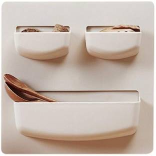 Volito Home Storage Self Adhesive Plastic Storage Rack Plastic Wall Shelf
