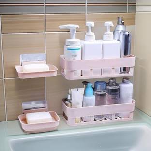 DCI Bathroom Shelves and Soap Stand Holder Organizer Plastic Wall Shelf