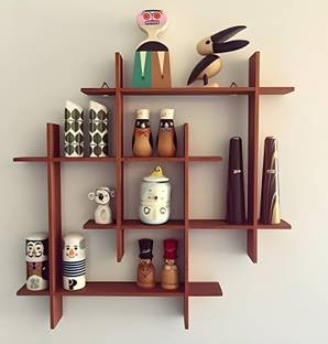 ZARA HANDICRAFTS Wooden Dual Squares Wall Shelf| Wall Mount| Wall Rack| Wall Bracket Wooden Wall Shelf