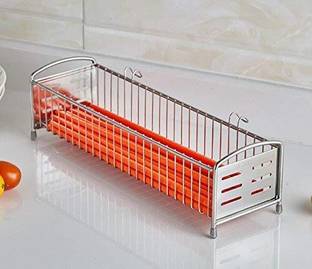 Indian Decor 31710 Classic Stainless Steel Chrome Flatware Utensil Storage Drainer Drying Iron Wall Shelf
