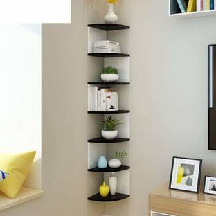 woodinzo Zigzag Racks For Home Decor Living Room,Bedroom MDF (Medium Density Fiber), Wooden Wall Shelf