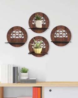 C For Craft WALL SHELF Wooden Wall Shelf (Number of Shelves - 4, Brown) Wooden Wall Shelf