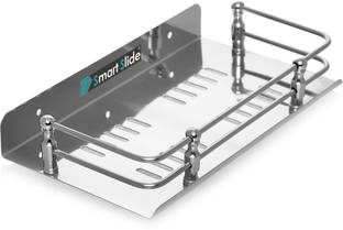 SMART SLIDE Stainless Steel Sheet Shelf (9 x 5 Inch) / Bathroom Shelf / Storage Shelf / Shampoo Rack / Bathroom Accessories Stainless Steel Wall Shelf