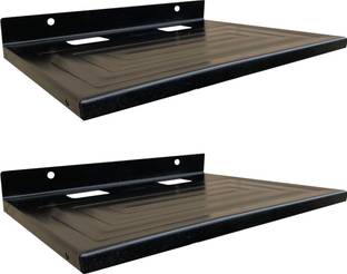 ShelfKing Wall Mount Set Top Box Stand For TV, Setup Box Holder, Color - Black, Set of 2 Iron Wall Shelf