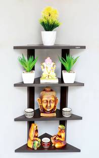 Captiver Delta Corner Wenge Particle Board Wall Shelf