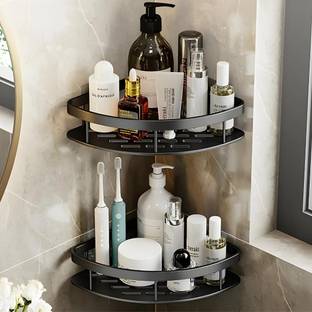 eshopy Self Adhesive Aluminium Bathroom Shelf for Wall Mounted Bathroom Organizer Stainless Steel Wall Shelf