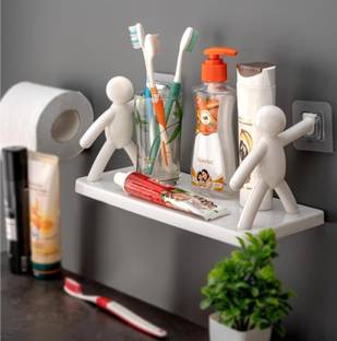 SJK Self Adhesive Multi-Purpose Wall Hanging Humanoid floating Shelf 3309 Plastic Wall Shelf