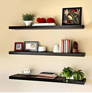 CraftOnline Set of 3,Rustic Wood Shelves for Wall Storage, Wall Mounted Wooden Display Shelf Wooden, MDF (Medium Density Fiber) Wall Shelf