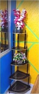 DPH 5 Shelf Wooden Corner, Floor Standing, Brown Finish, Multipurpose Corner Rack वुडेन वॉल शेल्फ