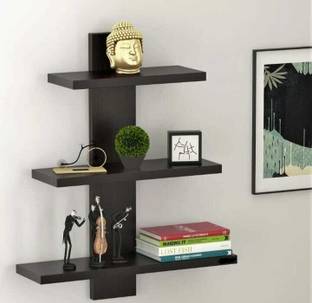 SMART SHOPPEE Rafuf Wooden Intersecting Wall Shelves Wooden Wall Shelf