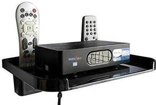 allwinegy Set Top Box Stand with Double Remote Holder Plastic Wall Shelf