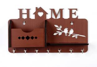 SEHAZ ARTWORKS Home-Side-Shelf-Brown Wood Key Holder