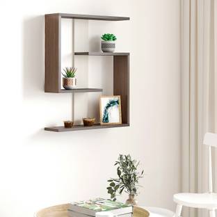 BLUEWUD Easton Wall Mounted Multi Tier Wall shelf for Storage & Décor Particle Board Wall Shelf