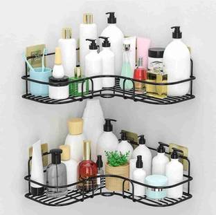 Haitoz Multipurpose Self Adhesive Wall-Mounted Corner Storage Rack Bathroom 1 pcs Iron Wall Shelf