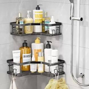 M Y Premium Wall Mounted Shower Storage Corner Shelf Holder Iron Wall Shelf