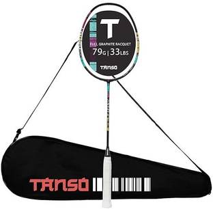 Tanso Jinsei Full Graphite Ultra Light Weight Carbon Fibre Strung Badminton Racket Black Strung Badminton Racquet