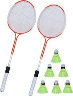 ABG Badminton Racquet set of 2 with 6 shuttle Multicolor Strung Badminton Racquet
