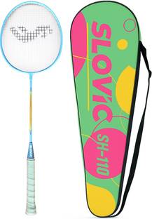SLOVIC Badminton Racquet | White| Aluminium Red Strung Badminton Racquet