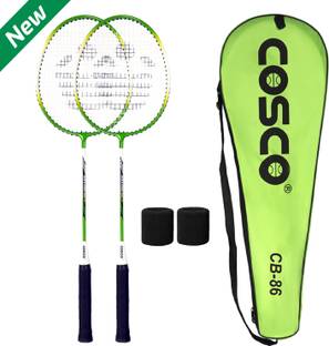 COSCO Badminton Racquet Set - CB-86 (Pack of 2 Racket) With Wrist Band Green Strung Badminton Racquet