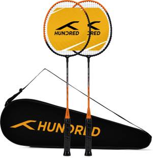 Hundred POWERTEK 100 (2PCS IN 1) Black, Orange Strung Badminton Racquet