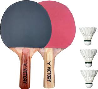 VICTORY Drive Power Badminton Short Set with Shuttle Cock Black, Red Unstrung Badminton Racquet