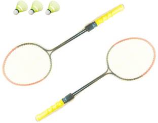 KEE KEE Badminton Racquet- Set of 2 with 3Pcs Shuttle Multicolor Strung Badminton Racquet