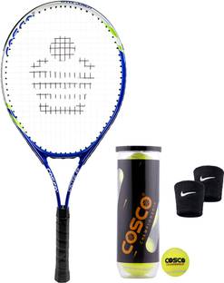COSCO Drive-26 Junior Size Racket (10 to 12 Year) With Tennis Ball Multicolor Strung Tennis Racquet