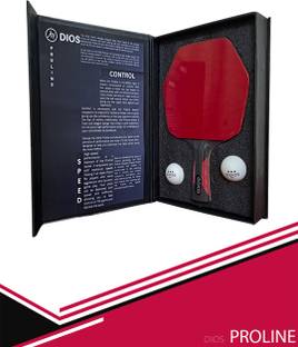 Dios Proline pre made racquet with 3 star 2 table tennis balls Black, Red Table Tennis Racquet
